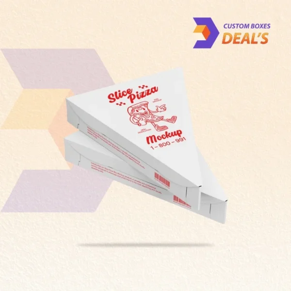 Printed custom pizza slice boxes with brand logo and food-safe coating