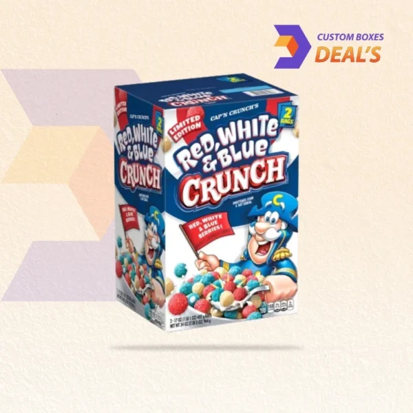 Bright blue cereal boxes for breakfast product packaging