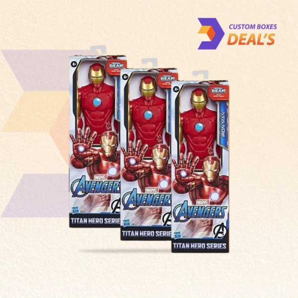 Premium action figure packaging with inserts and logo