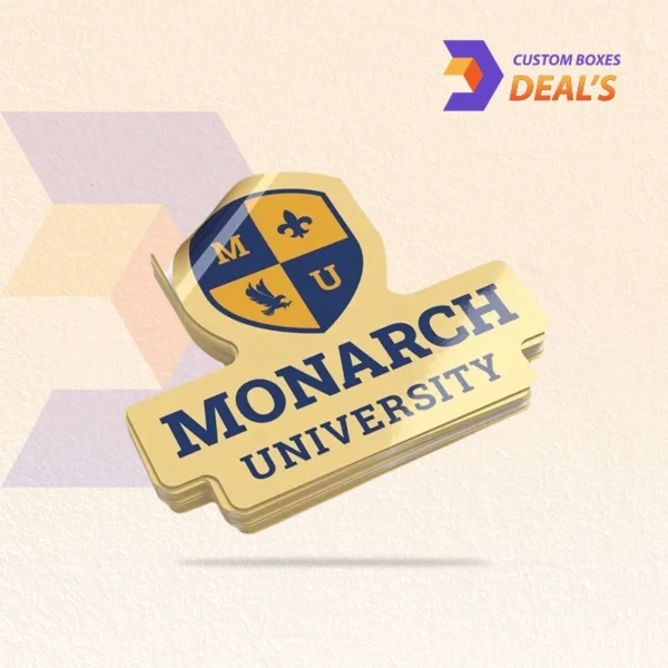 Custom die cut stickers with unique shapes and logo