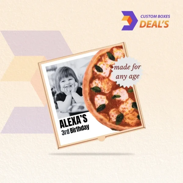 Uniquely shaped custom pizza boxes with full-color printing for brand identity