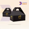 Elegant black gable boxes with handle for gift packaging