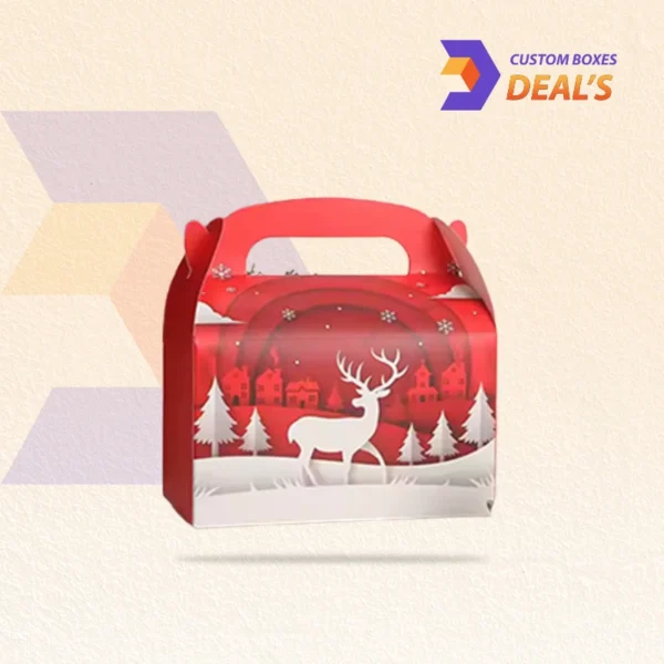 Festive Christmas gable boxes with holiday-themed prints