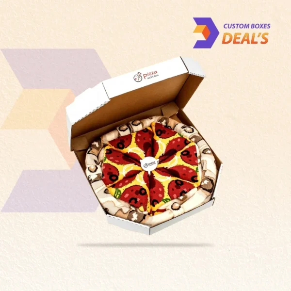 Hexagonal pizza boxes with custom print for unique presentation