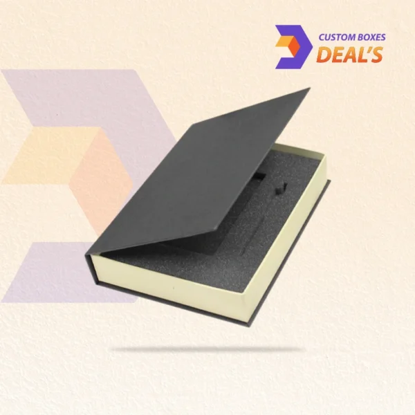 Luxury rigid booklet packaging boxes with custom logo printing