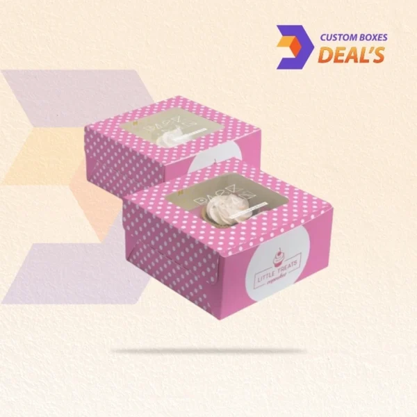 Soft pink cupcake packaging with window
