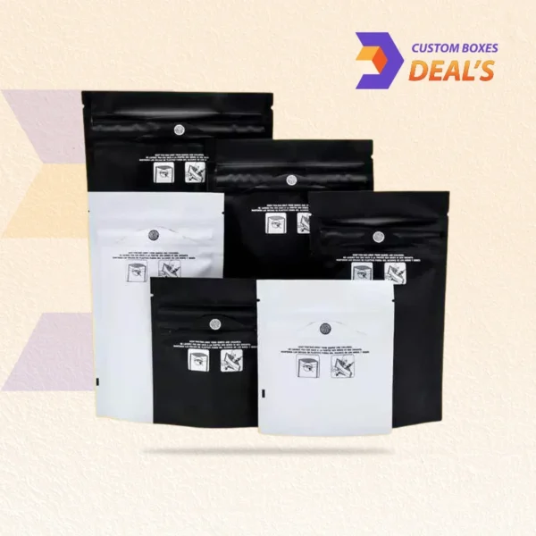 Resealable child proof Mylar zipper bags for cannabis