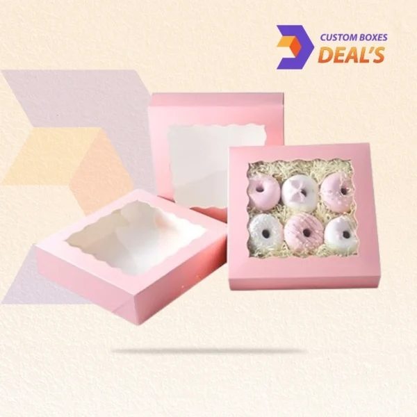 dessert bakery box including window panel for showcasing cupcakes or pastries