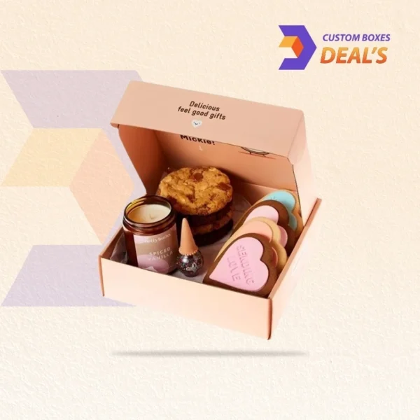 personalized cookie treat box with couple’s initials for wedding