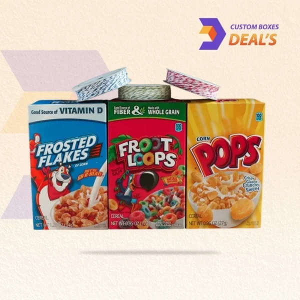 retro-style cereal box with classic nostalgic artwork and bold colors